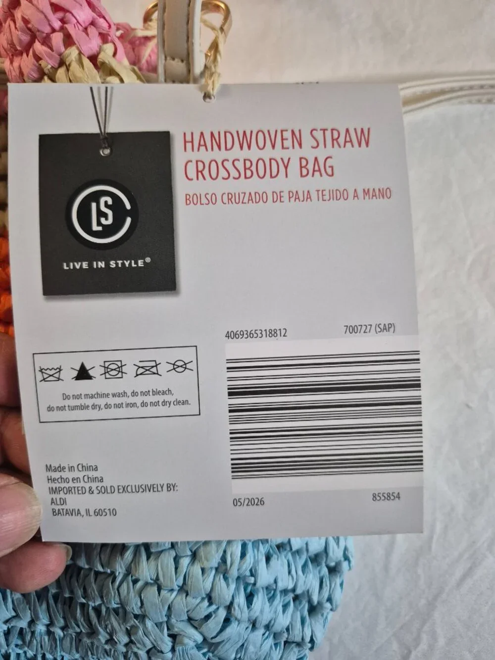 HandWoven Straw Crossbody Bag Natural Beaded - LIVE IN STYLE, NEW